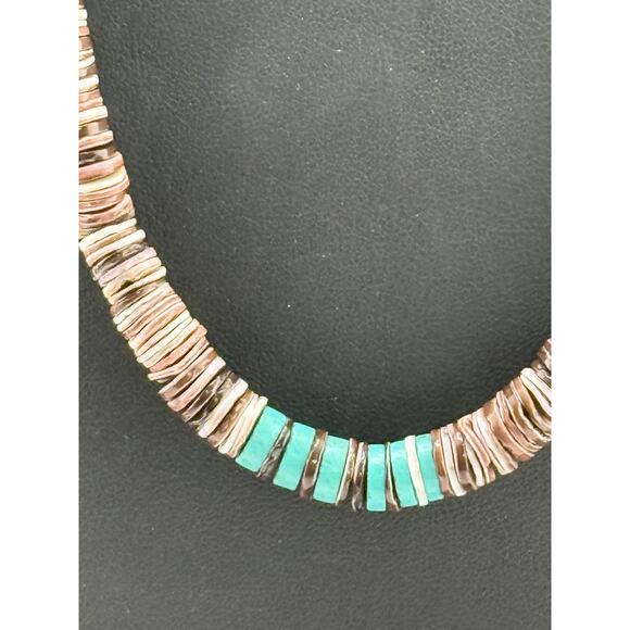 Native American Handmade Turquoise Spiny Oyster Heishi Necklace - Picture 2 of 3